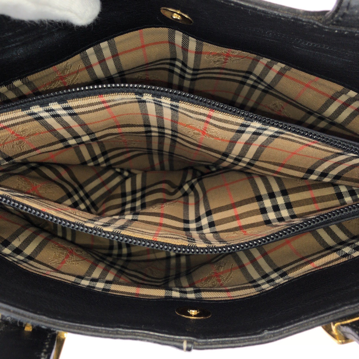 25674
Burberrys バーバリーズ ブラック 黒 ゴールド金具 レザー トートバッグ ハンドバッグ レディース AB17
