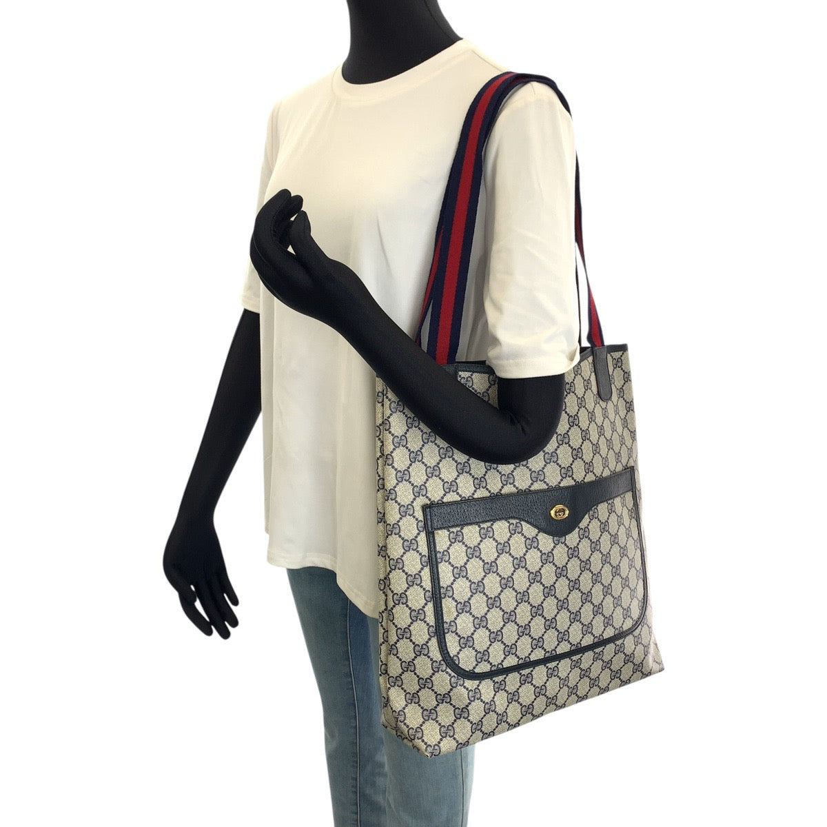 25678
GUCCI グッチ オールドグッチ シェリーライン ネイビー レッド GGスプリームキャンバス 89 02 003 トートバッグ ショルダーバッグ レディース ABP28