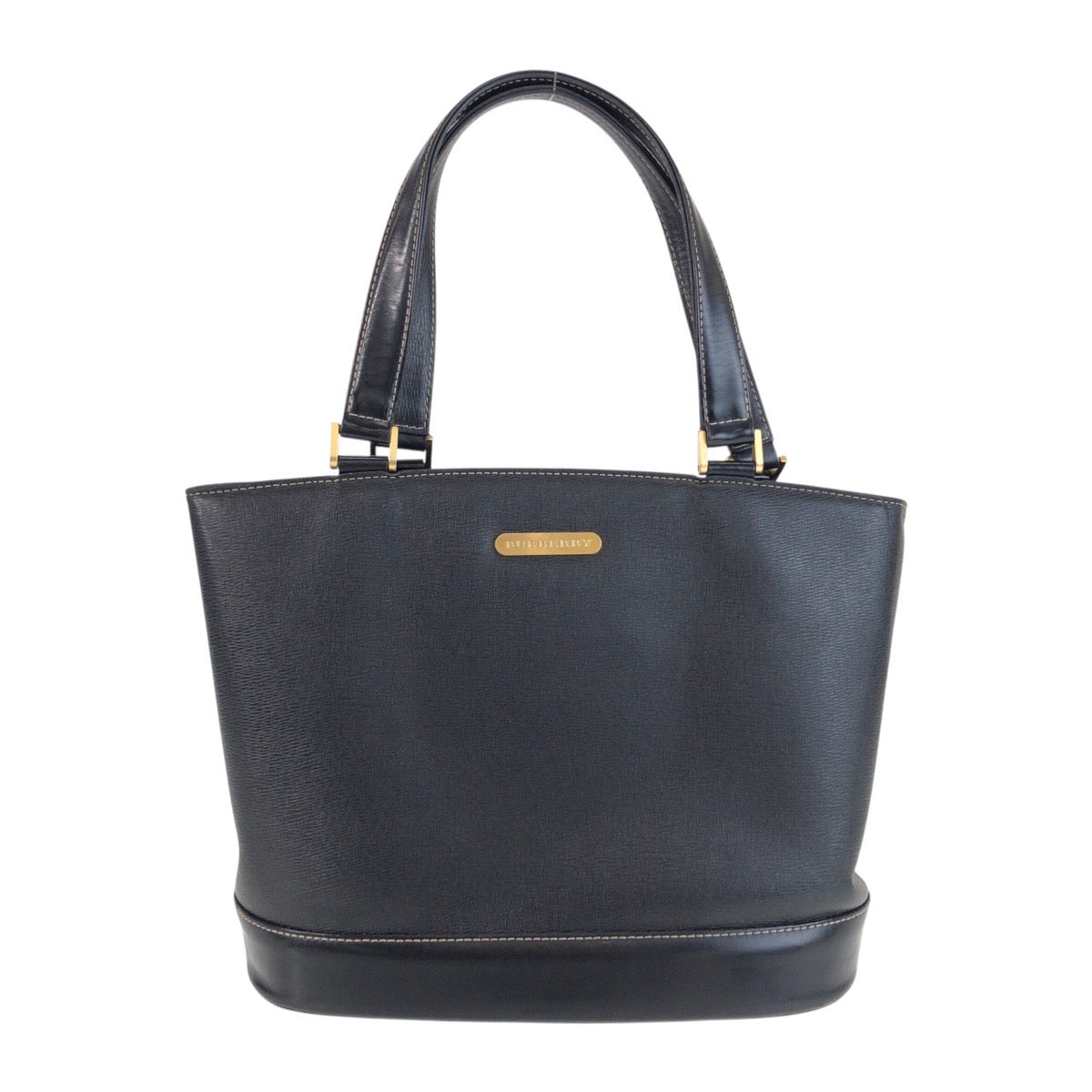 25679
BURBERRY バーバリー チェック柄 ブラック 黒 ゴールド金具 レザー トートバッグ ハンドバッグ レディース ABP28