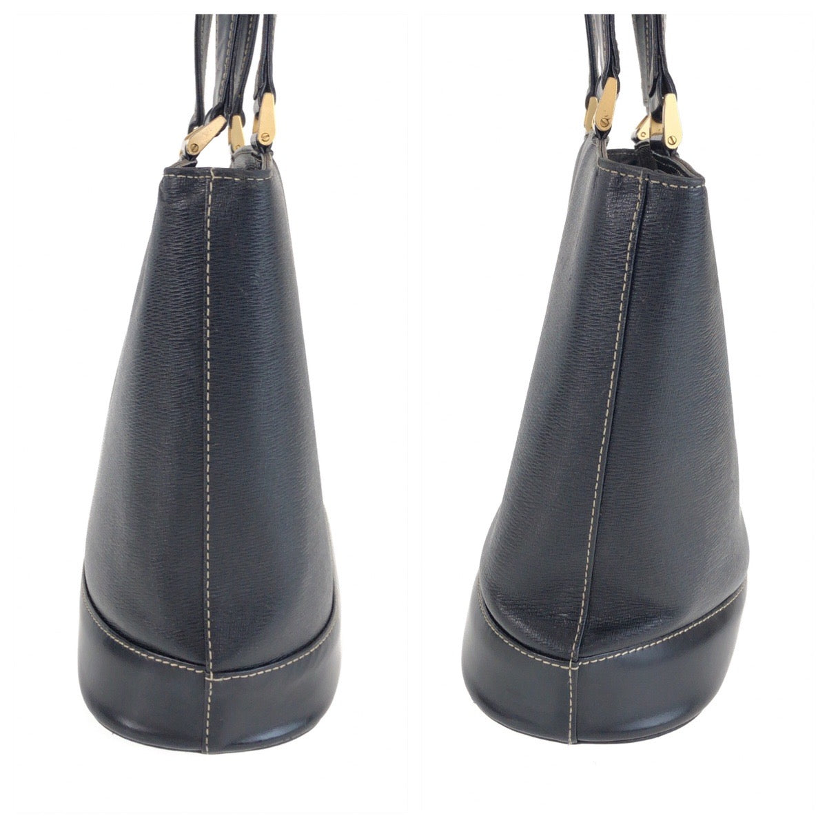 25679
BURBERRY バーバリー チェック柄 ブラック 黒 ゴールド金具 レザー トートバッグ ハンドバッグ レディース ABP28
