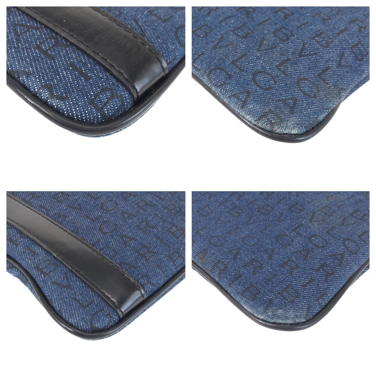 25680
BVLGARI ブルガリ ロゴマニア ブルー ブラック シルバー金具 キャンバス / レザー ショルダーバッグ メッセンジャーバッグ レディース ABP28
