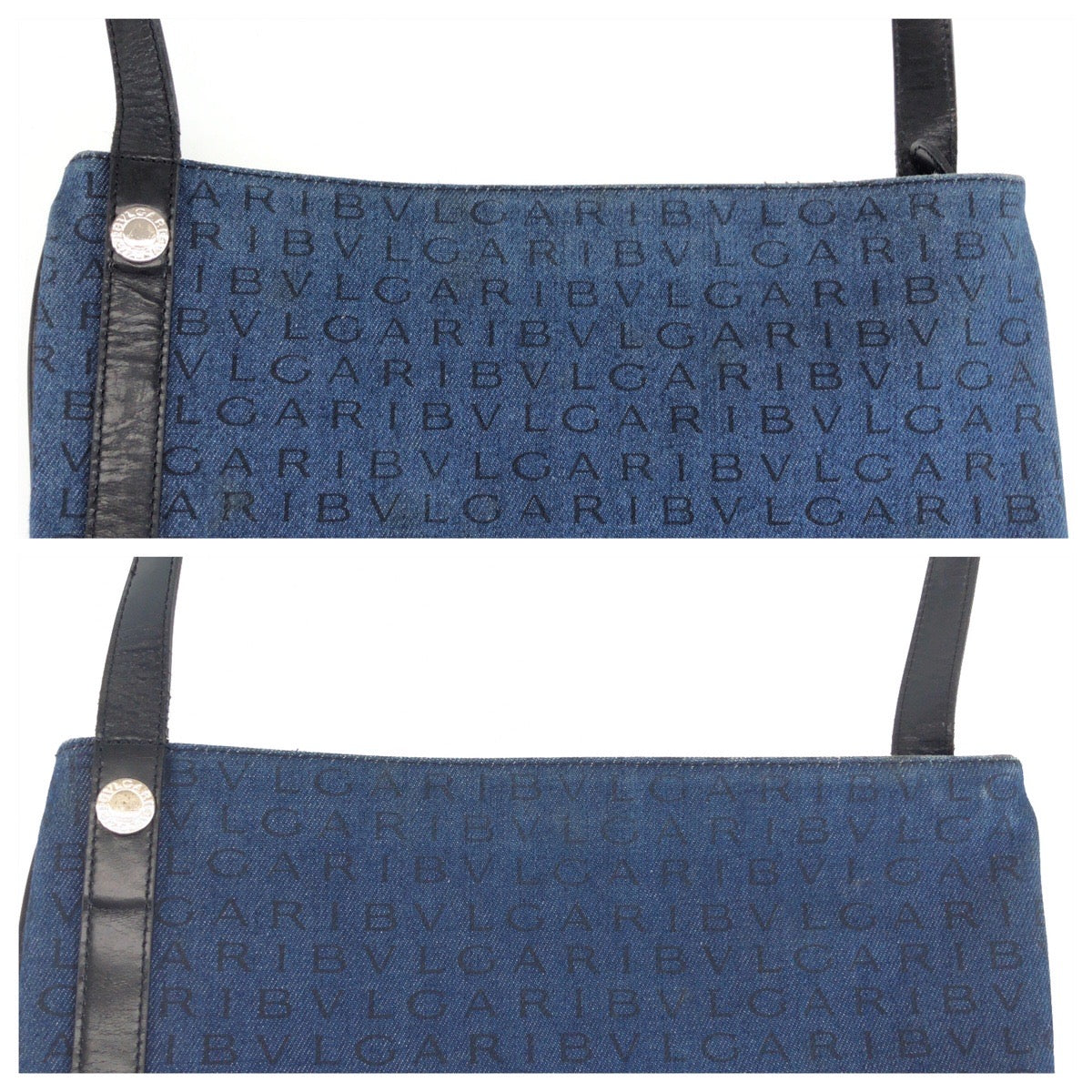 25680
BVLGARI ブルガリ ロゴマニア ブルー ブラック シルバー金具 キャンバス / レザー ショルダーバッグ メッセンジャーバッグ レディース ABP28