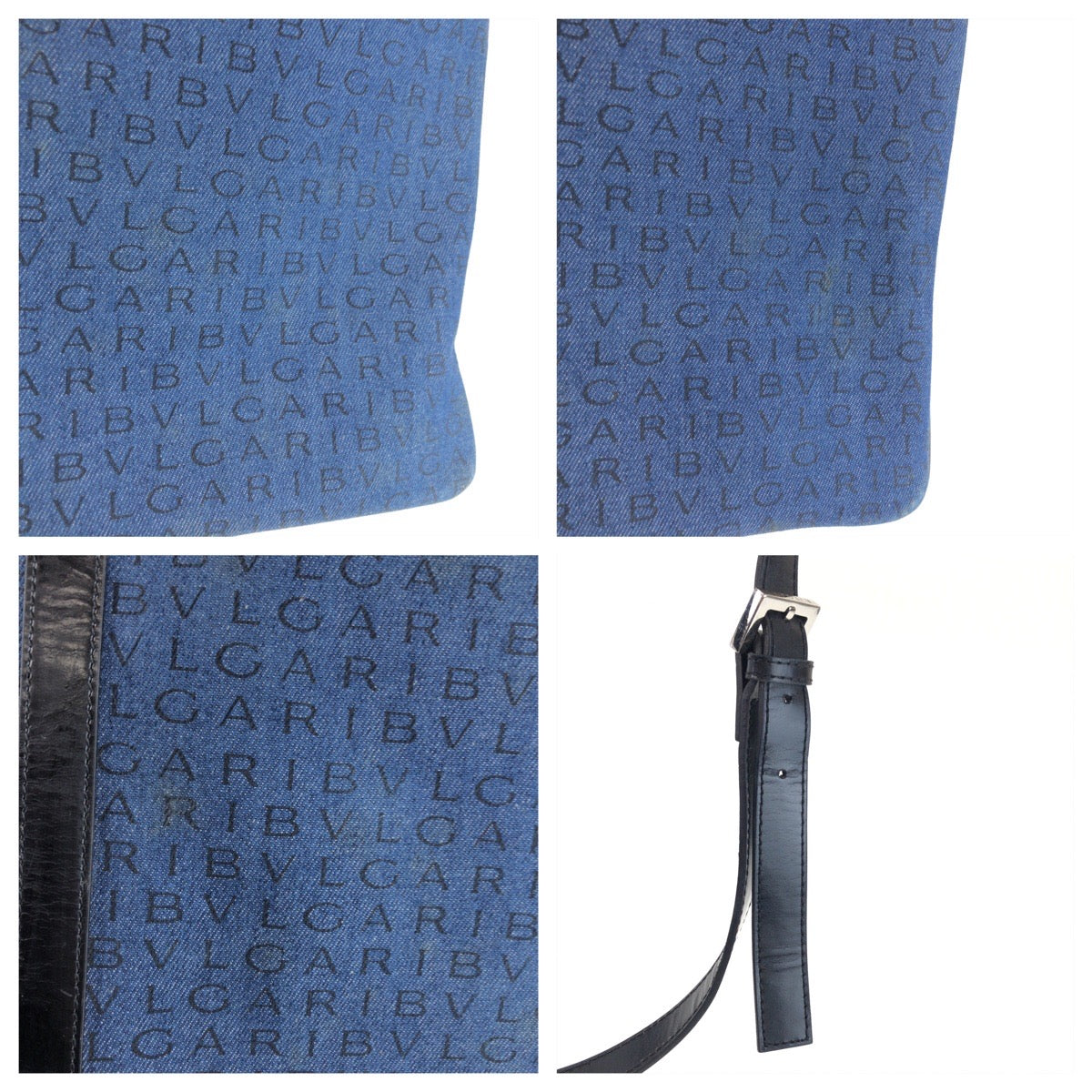 25680
BVLGARI ブルガリ ロゴマニア ブルー ブラック シルバー金具 キャンバス / レザー ショルダーバッグ メッセンジャーバッグ レディース ABP28