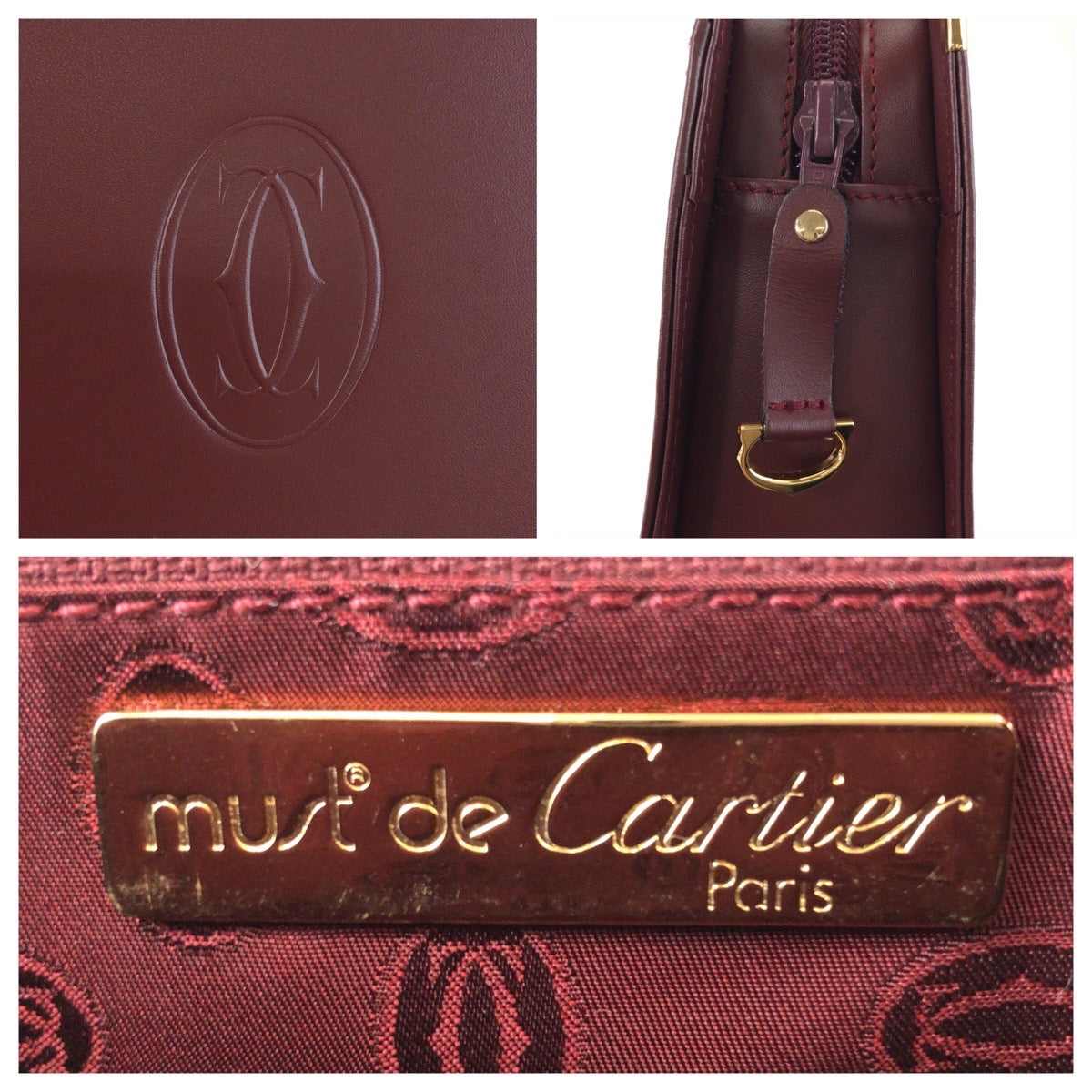 25684
CARTIER カルティエ マストライン ワインレッド ボルドー ゴールド金具 レザー クラッチバッグ セカンドバッグ メンズ SA35