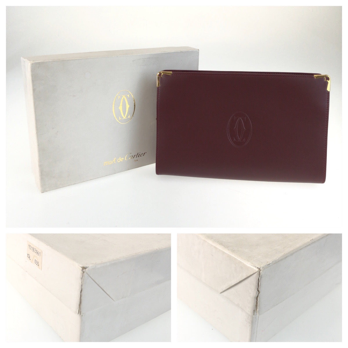 25684
CARTIER カルティエ マストライン ワインレッド ボルドー ゴールド金具 レザー クラッチバッグ セカンドバッグ メンズ SA35