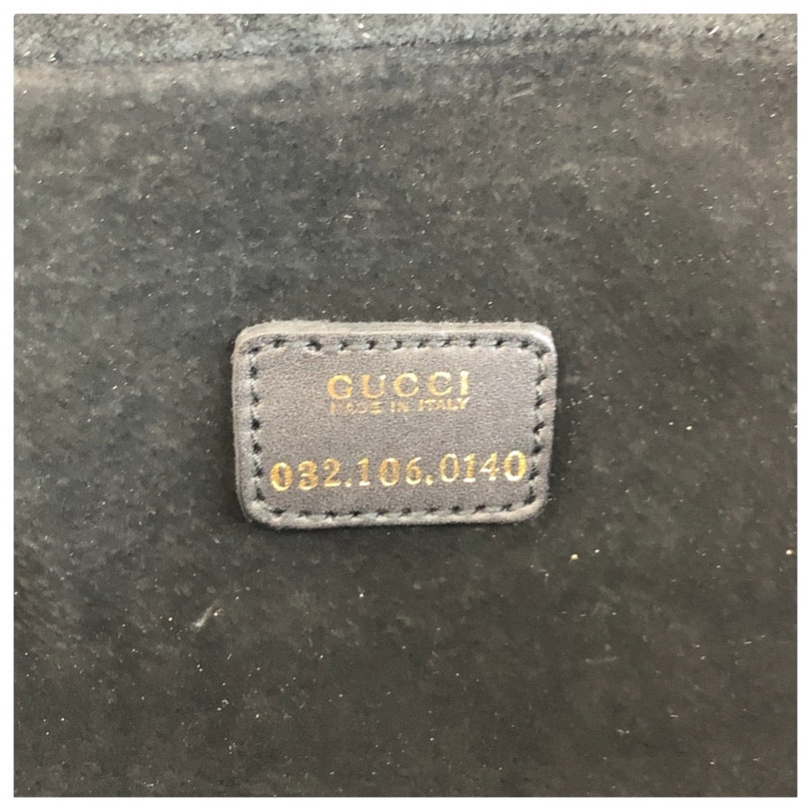25685
GUCCI グッチ ホースビット ブラック 黒 ゴールド金具 スウェード / レザー 032 106 0140 ハンドバッグ バニティバッグ レディース AB28