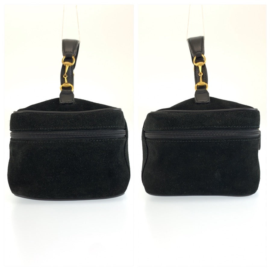 25685
GUCCI グッチ ホースビット ブラック 黒 ゴールド金具 スウェード / レザー 032 106 0140 ハンドバッグ バニティバッグ レディース AB28