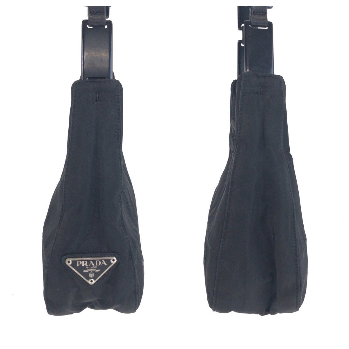 25688
PRADA プラダ テスート 三角ロゴプレート ブラック 黒 シルバー金具 ナイロン / レザー ショルダーバッグ レディース ABP28