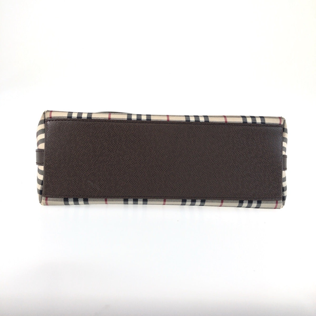 25690
BURBERRY バーバリー チェック柄 ベージュ ブラウン シルバー金具 キャンバス / レザー ショルダーバッグ ポシェット レディース AB28