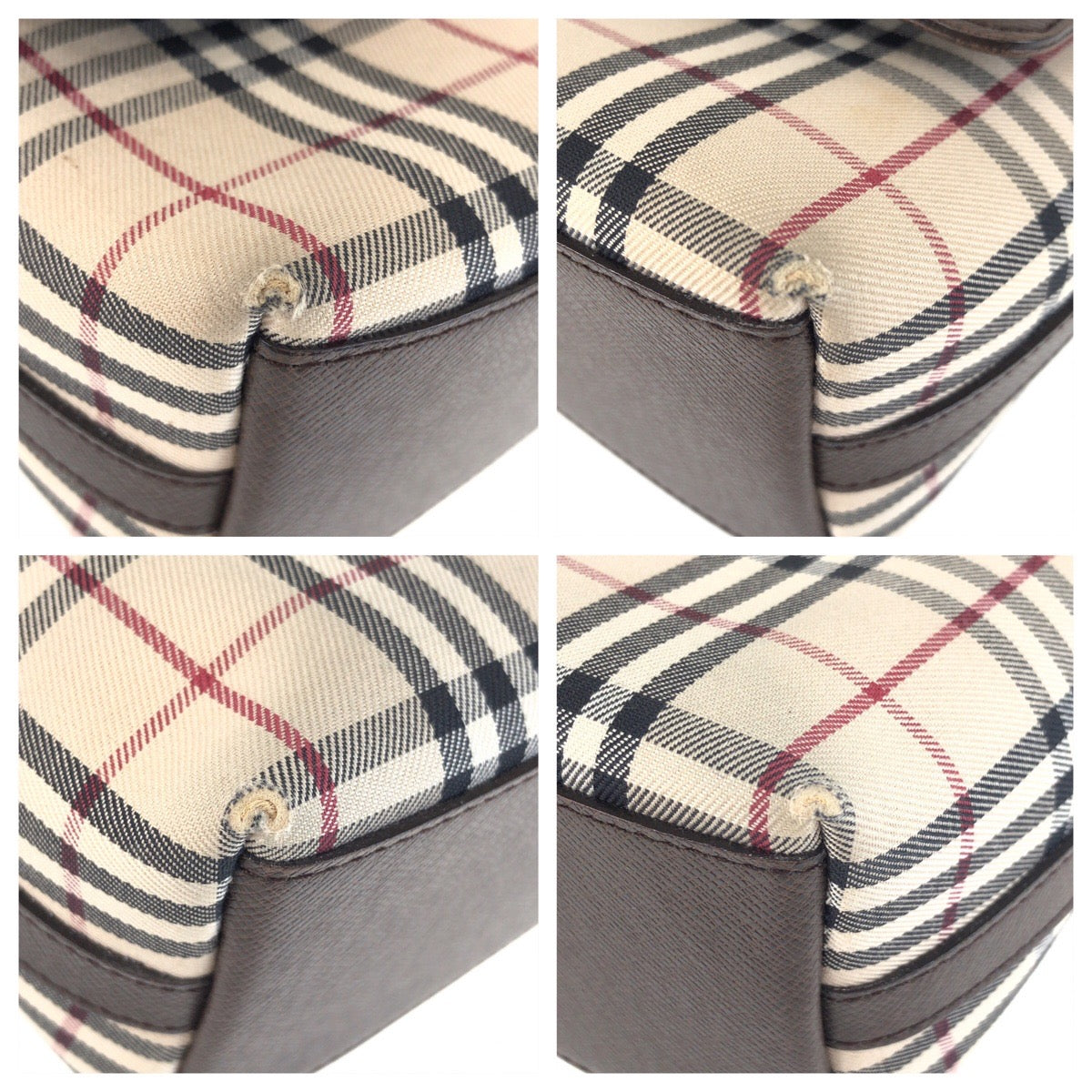 25690
BURBERRY バーバリー チェック柄 ベージュ ブラウン シルバー金具 キャンバス / レザー ショルダーバッグ ポシェット レディース AB28