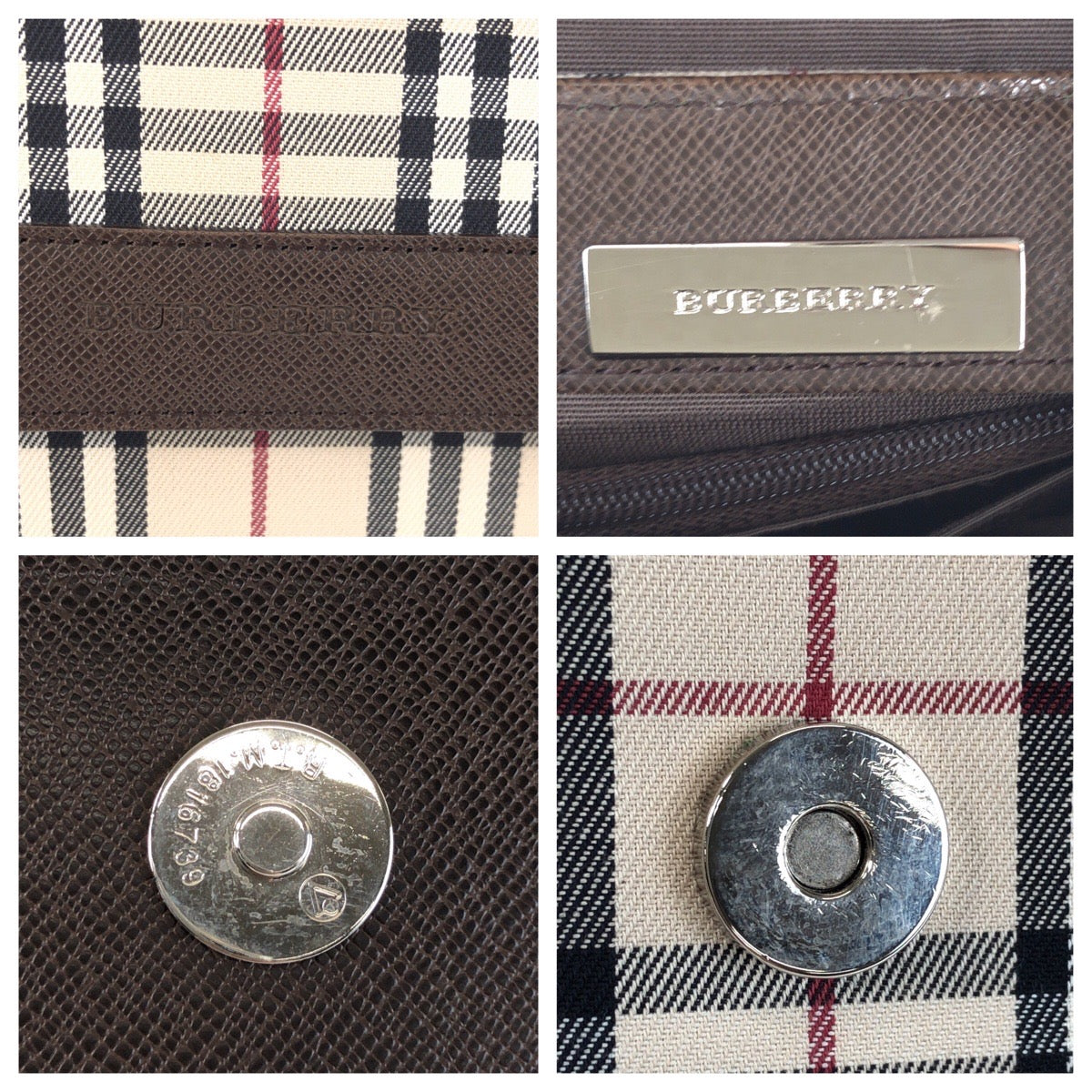 25690
BURBERRY バーバリー チェック柄 ベージュ ブラウン シルバー金具 キャンバス / レザー ショルダーバッグ ポシェット レディース AB28