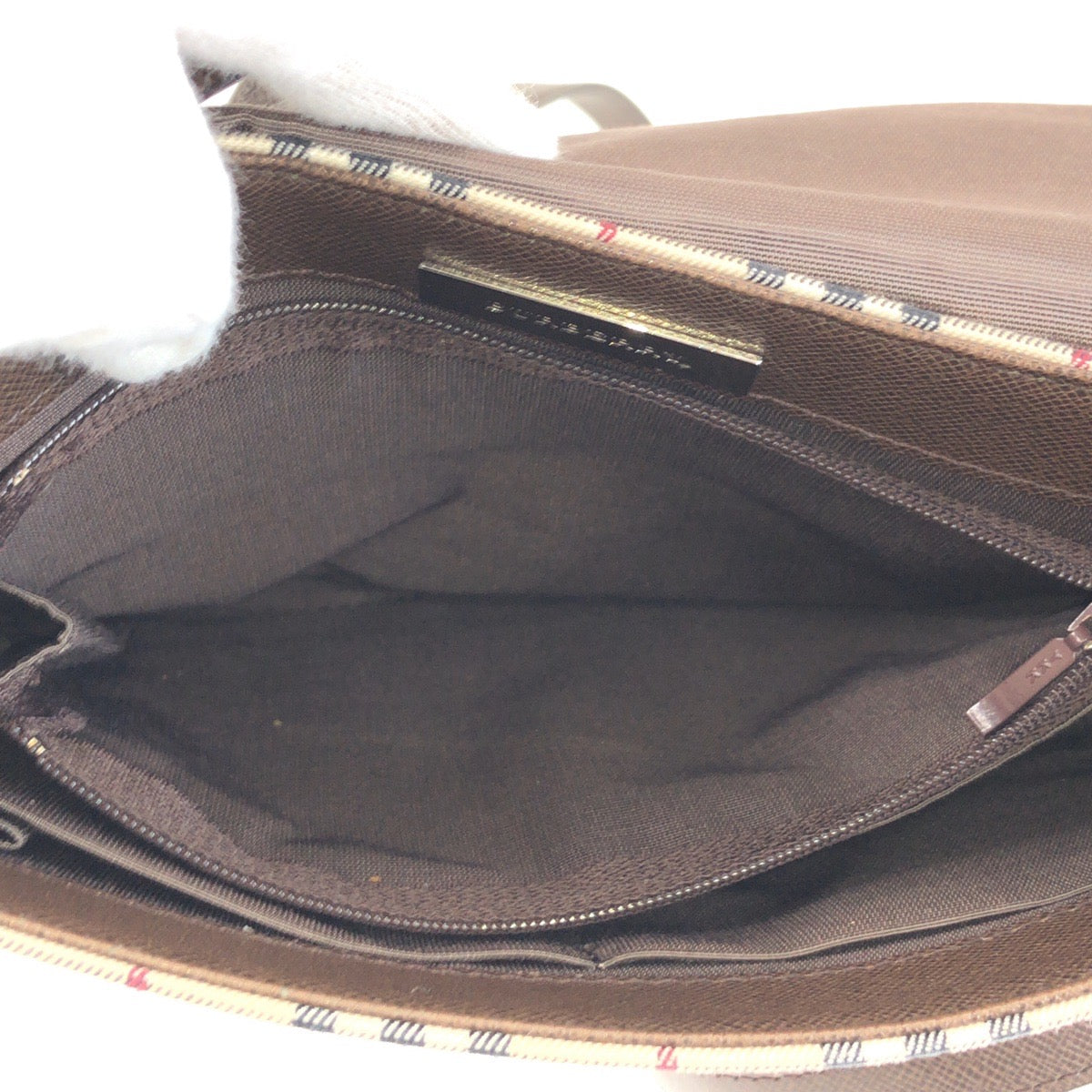 25690
BURBERRY バーバリー チェック柄 ベージュ ブラウン シルバー金具 キャンバス / レザー ショルダーバッグ ポシェット レディース AB28