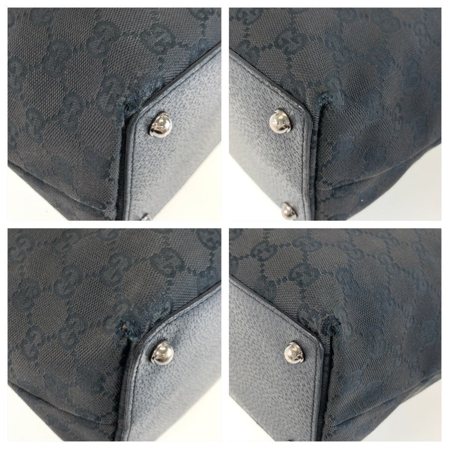 25691
GUCCI グッチ ブラック 黒 シルバー金具 GGキャンバス 120836 トートバッグ ショルダーバッグ レディース AB28