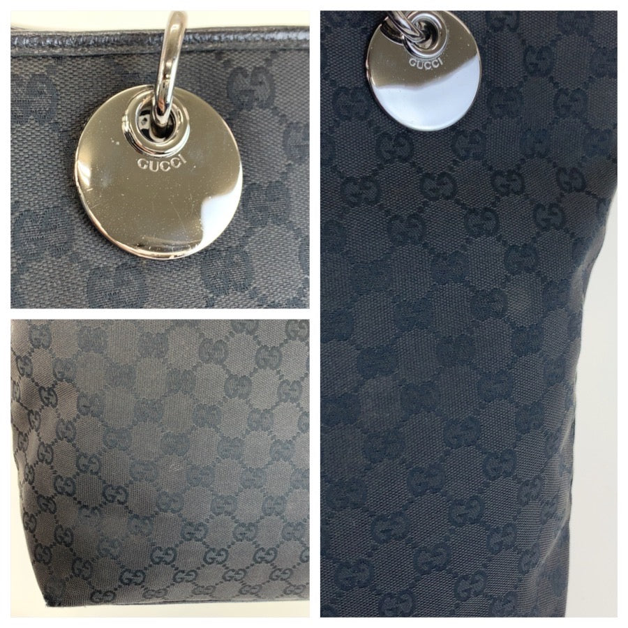 25691
GUCCI グッチ ブラック 黒 シルバー金具 GGキャンバス 120836 トートバッグ ショルダーバッグ レディース AB28