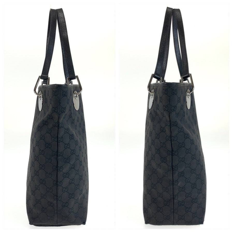 25691
GUCCI グッチ ブラック 黒 シルバー金具 GGキャンバス 120836 トートバッグ ショルダーバッグ レディース AB28
