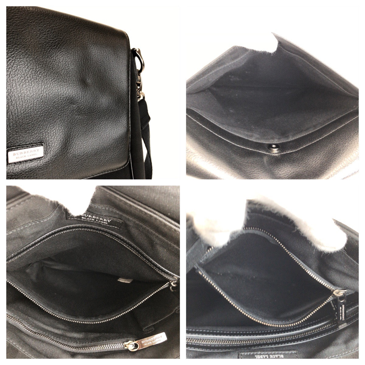 25692
BURBERRY BLACK LABEL バーバリーブラックレーベル チェック柄 ブラック 黒 シルバー金具 キャンバス / レザー ショルダーバッグ メッセンジャーバッグ メンズ A28