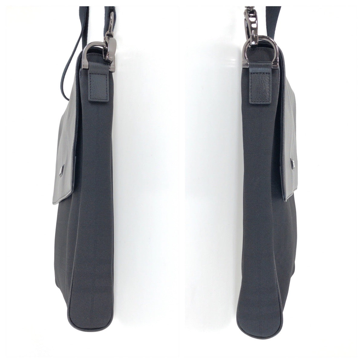 25692
BURBERRY BLACK LABEL バーバリーブラックレーベル チェック柄 ブラック 黒 シルバー金具 キャンバス / レザー ショルダーバッグ メッセンジャーバッグ メンズ A28