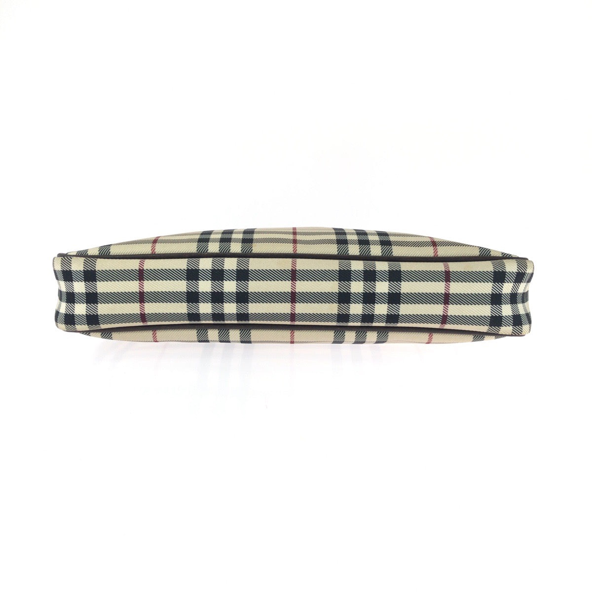 25693
BURBERRY バーバリー チェック柄 ベージュ ダークブラウン シルバー金具 キャンバス / レザー ショルダーバッグ レディース AB21