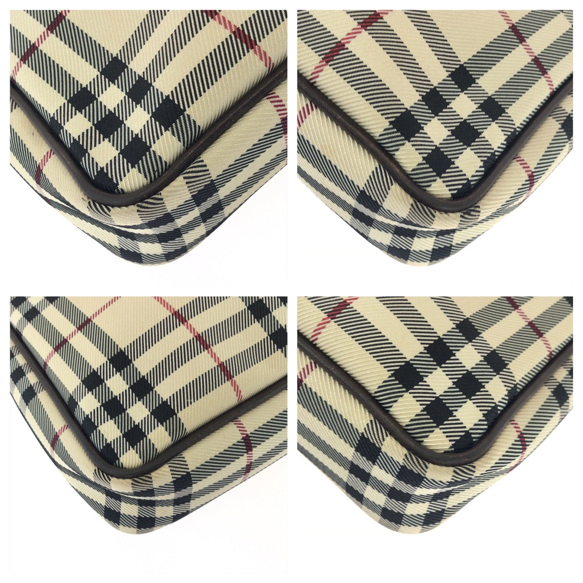25693
BURBERRY バーバリー チェック柄 ベージュ ダークブラウン シルバー金具 キャンバス / レザー ショルダーバッグ レディース AB21