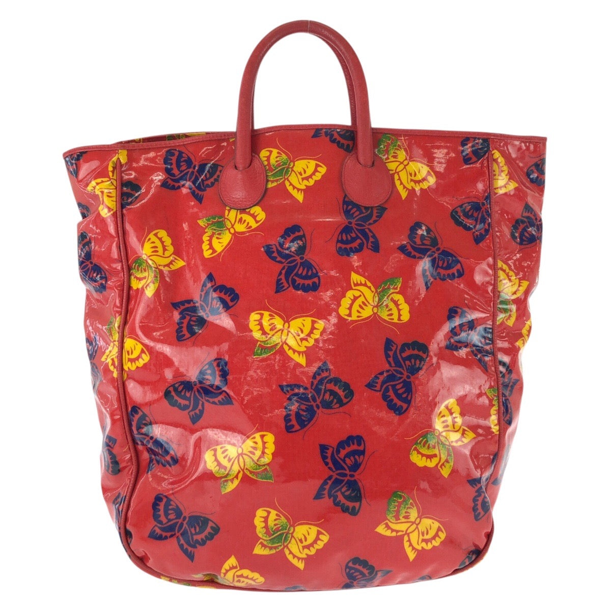 25694
BOTTEGAVENETA ボッテガヴェネタ ヴィンテージ バタフライ レッド マルチカラー パテントレザー トートバッグ レディース ABP35