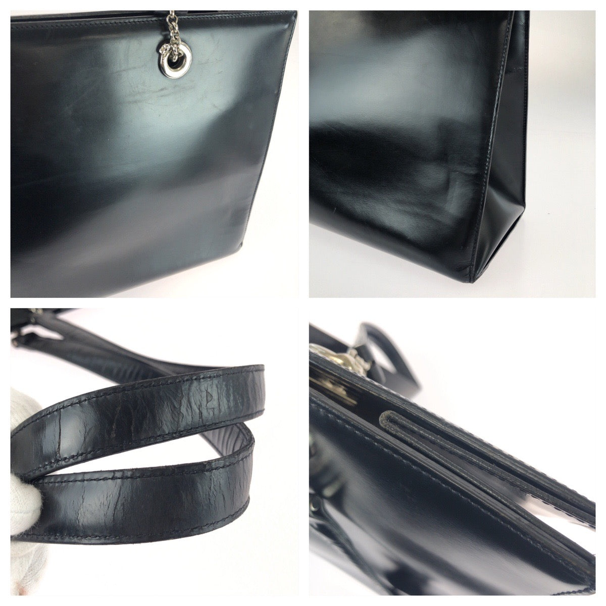 25695
CARTIER カルティエ ヴィンテージ パンテール ブラック 黒 シルバー金具 レザー トートバッグ ショルダーバッグ レディース ABP35