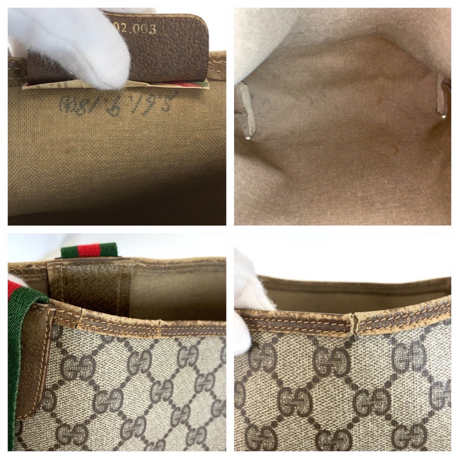 25696
GUCCI グッチ ヴィンテージ シェリーライン ベージュ GGスプリームキャンバス 39 02 003 トートバッグ ショルダーバッグ レディース AB21