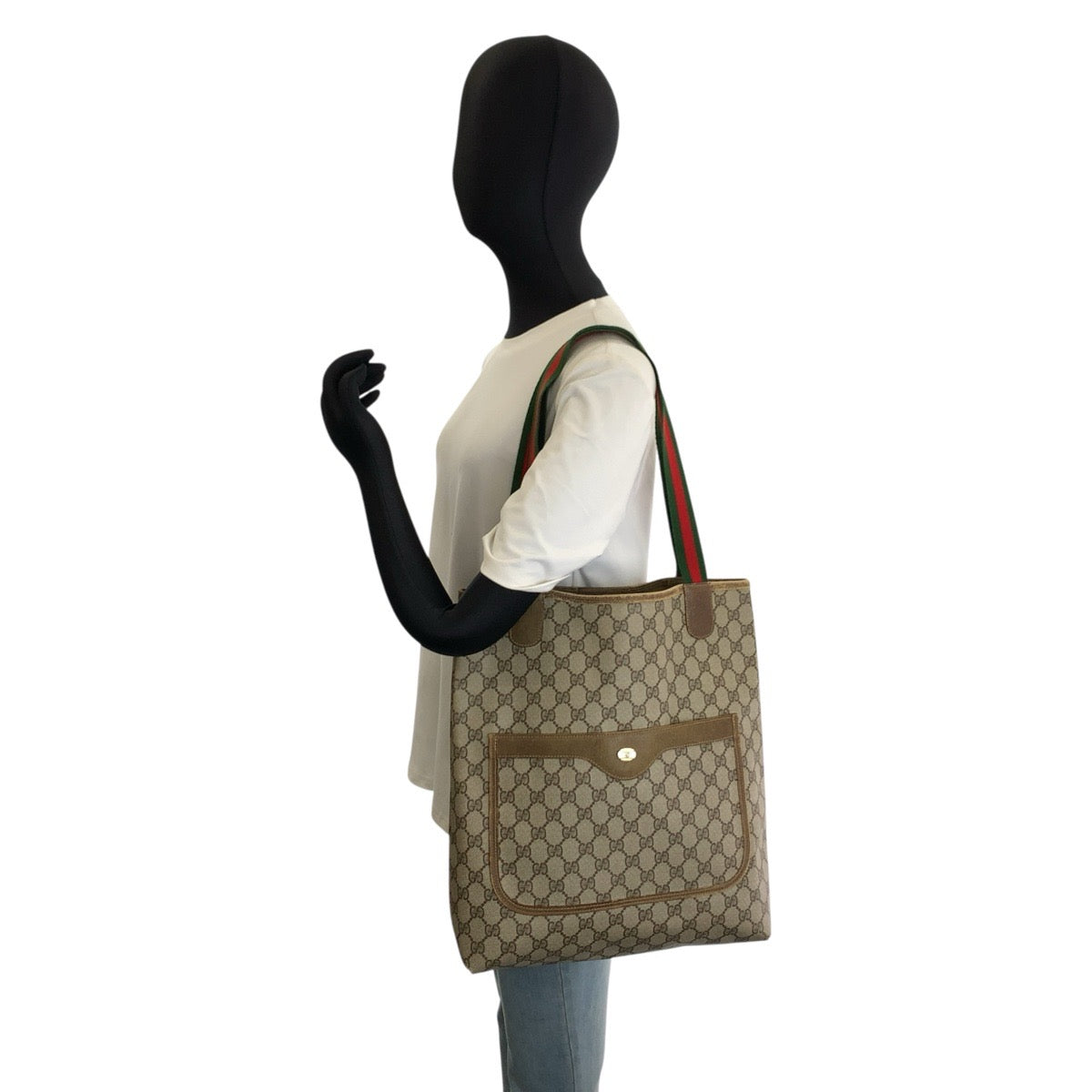 25696
GUCCI グッチ ヴィンテージ シェリーライン ベージュ GGスプリームキャンバス 39 02 003 トートバッグ ショルダーバッグ レディース AB21