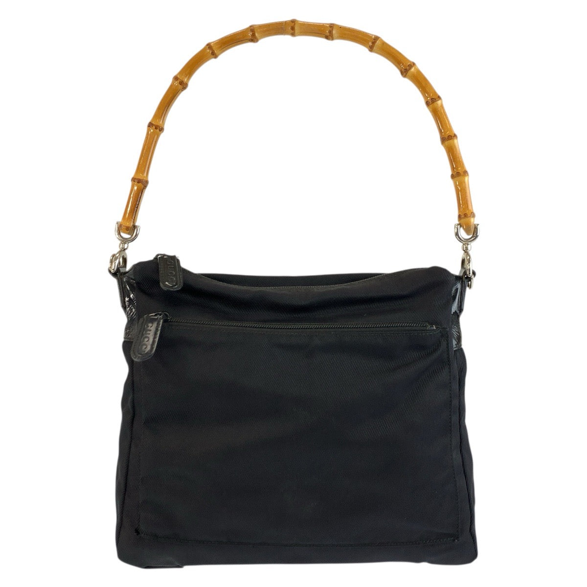 25697
GUCCI グッチ バンブー ブラック 黒 シルバー金具 ナイロン 000 0509 200 159 ショルダーバッグ レディース AB21