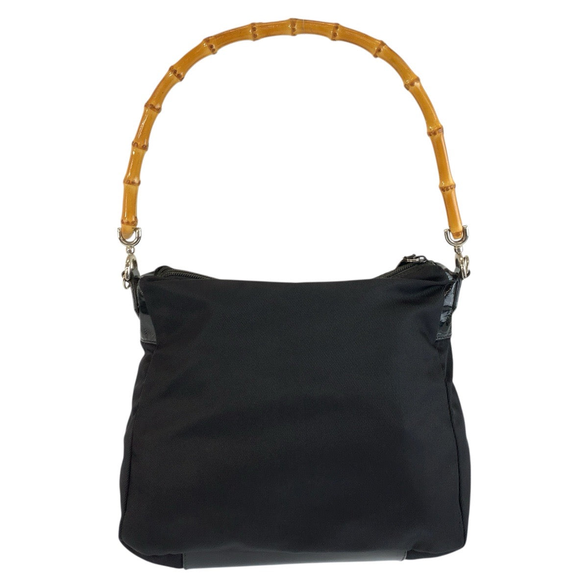 25697
GUCCI グッチ バンブー ブラック 黒 シルバー金具 ナイロン 000 0509 200 159 ショルダーバッグ レディース AB21
