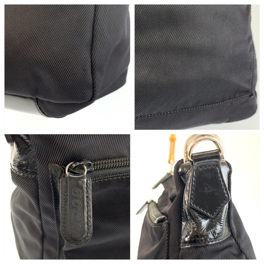 25697
GUCCI グッチ バンブー ブラック 黒 シルバー金具 ナイロン 000 0509 200 159 ショルダーバッグ レディース AB21