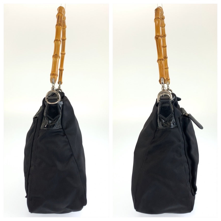 25697
GUCCI グッチ バンブー ブラック 黒 シルバー金具 ナイロン 000 0509 200 159 ショルダーバッグ レディース AB21