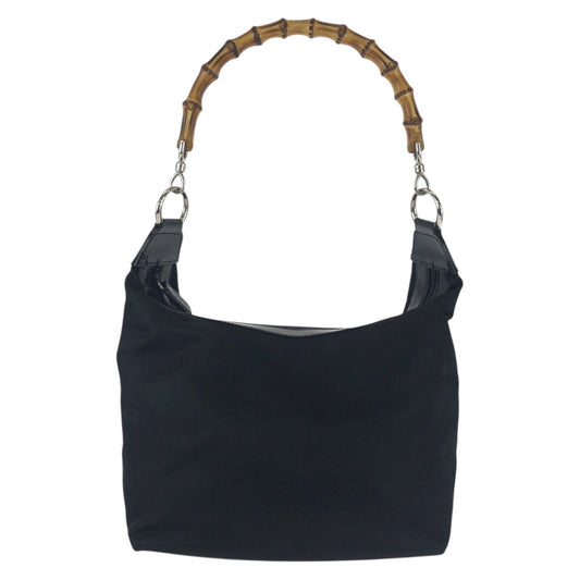 25698
GUCCI グッチ ヴィンテージ オールドグッチ バンブー ブラック 黒 シルバー金具 ナイロン / レザー 000 0531 ショルダーバッグ レディース A28