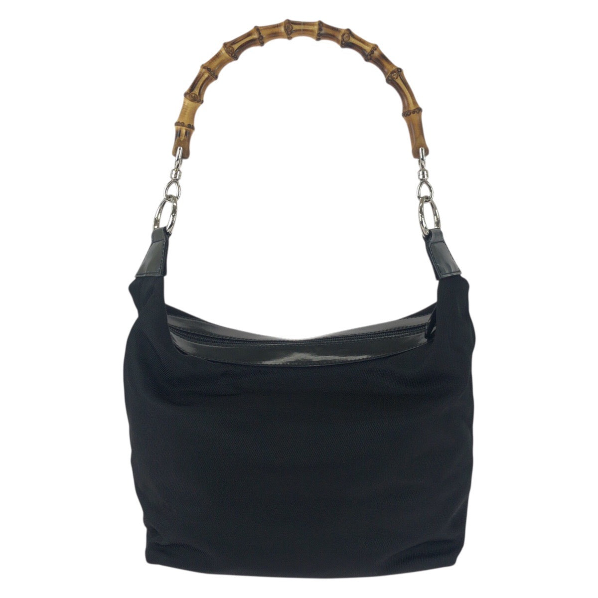 25698
GUCCI グッチ ヴィンテージ オールドグッチ バンブー ブラック 黒 シルバー金具 ナイロン / レザー 000 0531 ショルダーバッグ レディース A28