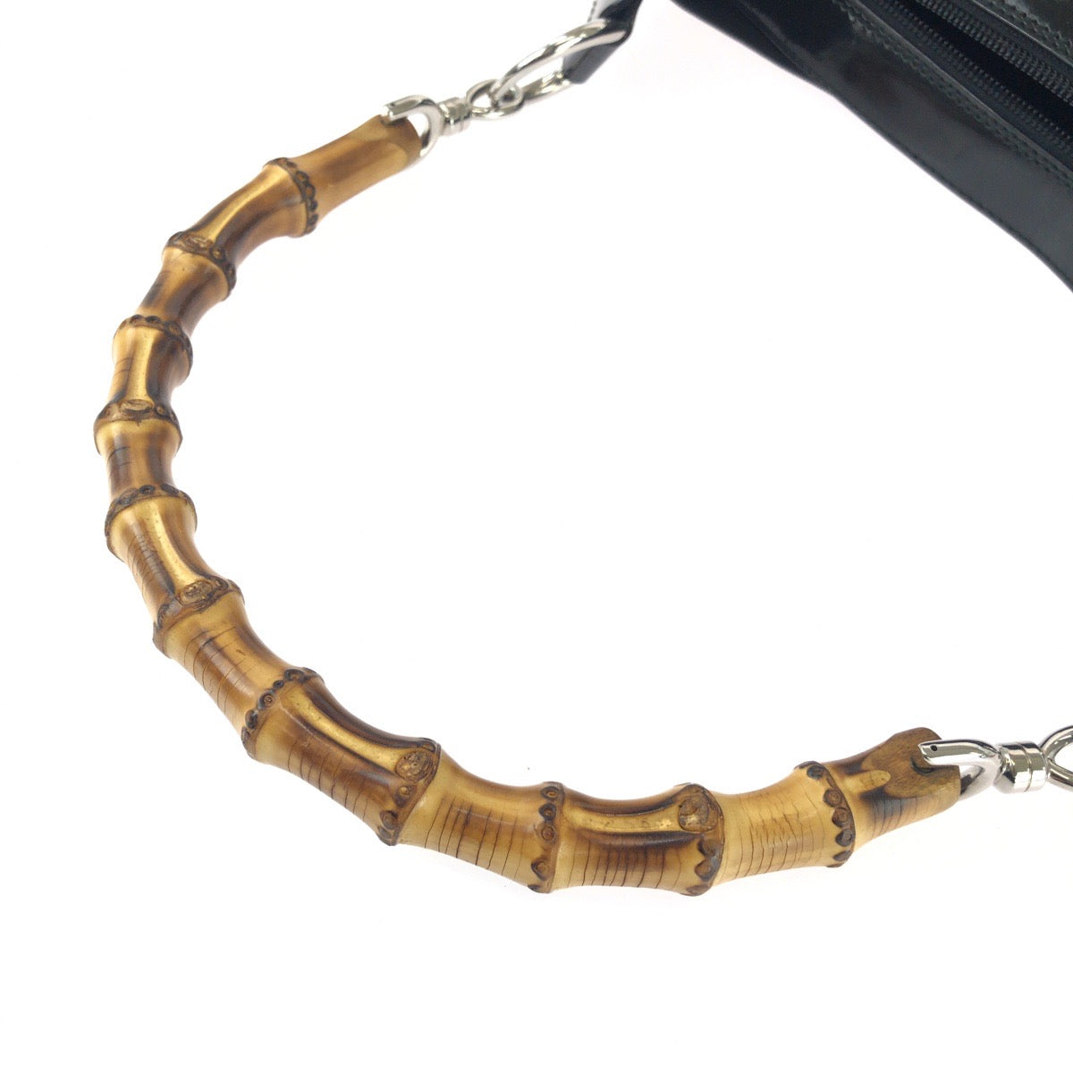 25698
GUCCI グッチ ヴィンテージ オールドグッチ バンブー ブラック 黒 シルバー金具 ナイロン / レザー 000 0531 ショルダーバッグ レディース A28