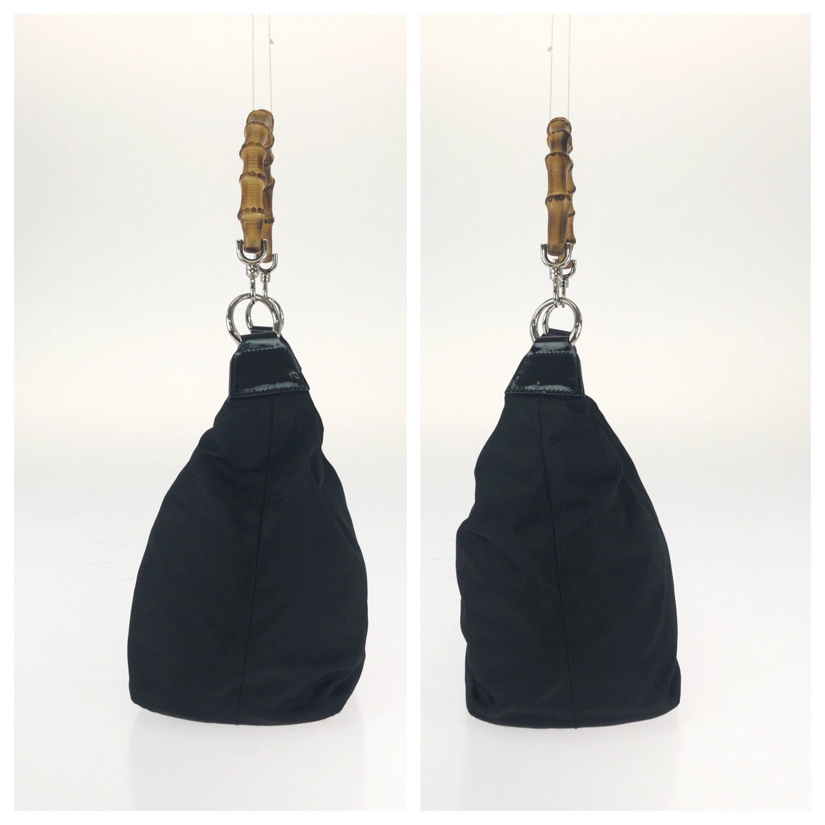 25698
GUCCI グッチ ヴィンテージ オールドグッチ バンブー ブラック 黒 シルバー金具 ナイロン / レザー 000 0531 ショルダーバッグ レディース A28
