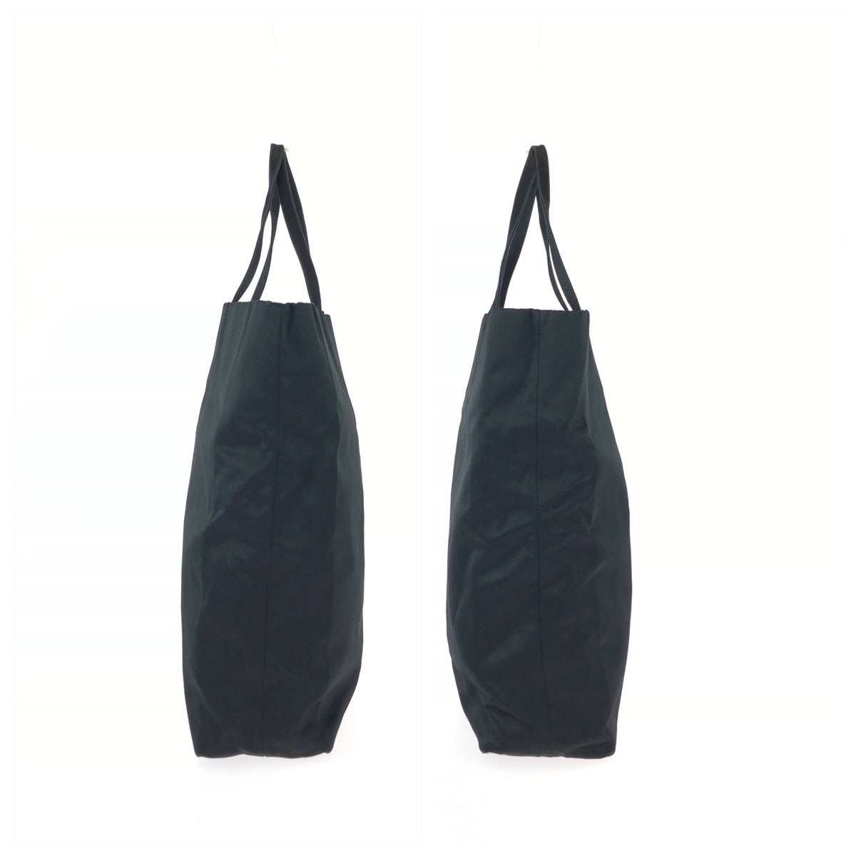 25703
PRADA プラダ 三角ロゴプレート ブラック 黒 シルバー金具 サテン トートバッグ ハンドバッグ レディース ABP35