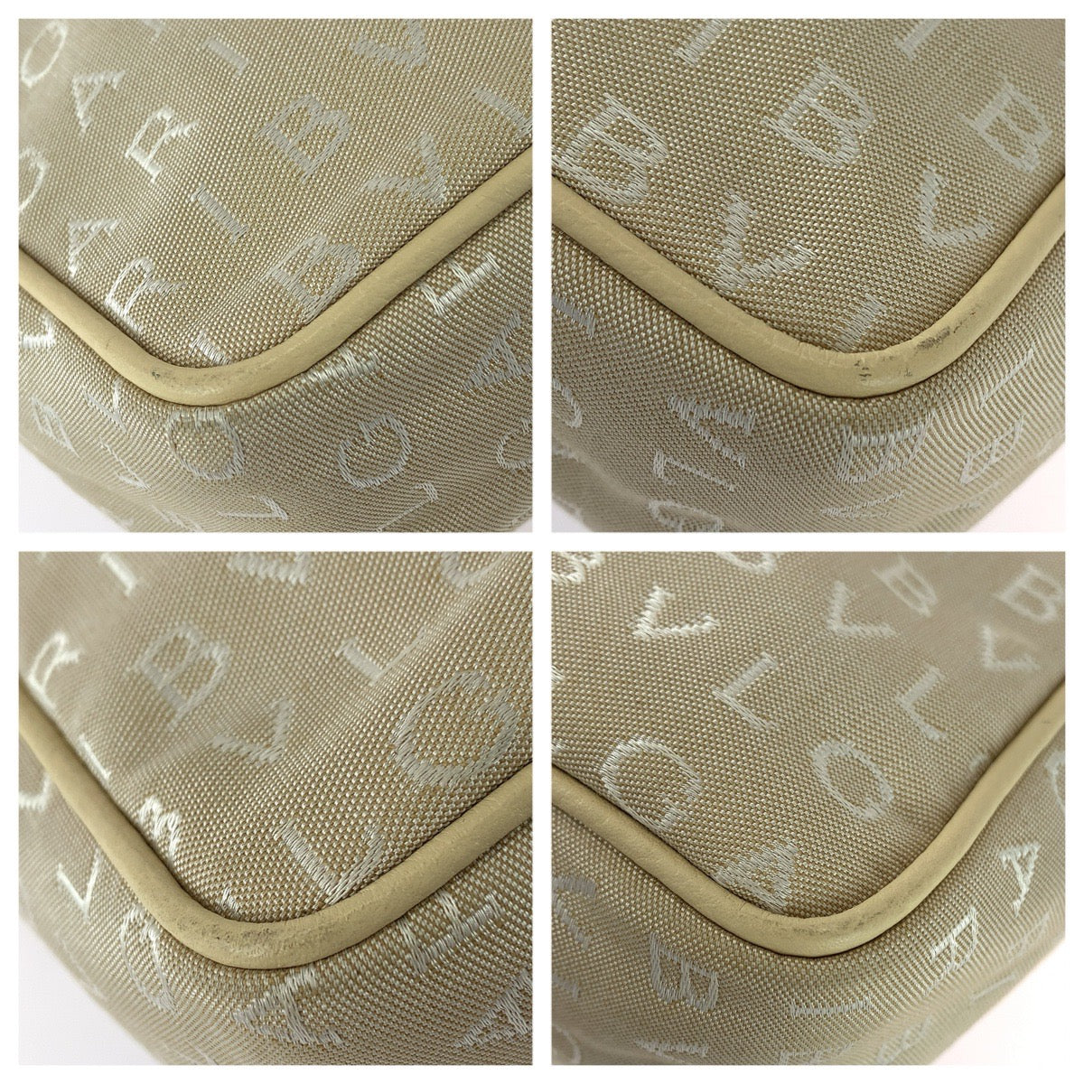 25704
BVLGARI ブルガリ ロゴマニア ベージュ シルバー金具 キャンバス / レザー ショルダーバッグ ポシェット レディース ABP21