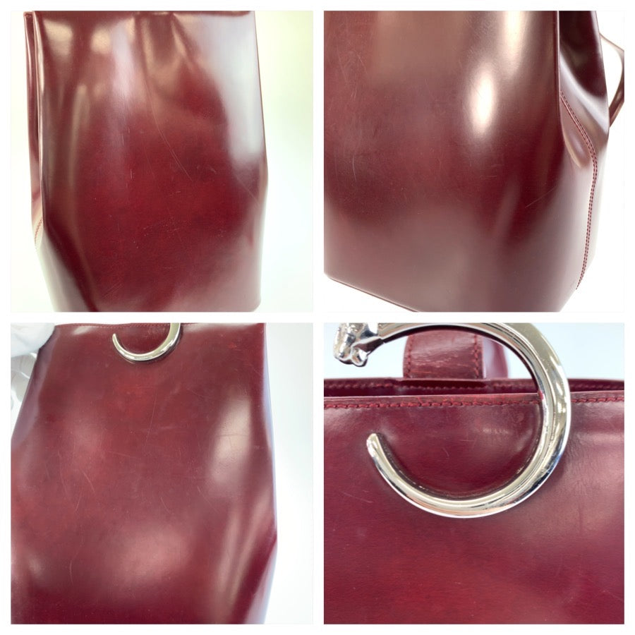 25706
CARTIER カルティエ パンテール ワインレッド ボルドー シルバー金具 レザー ショルダーバッグ レディース AB35