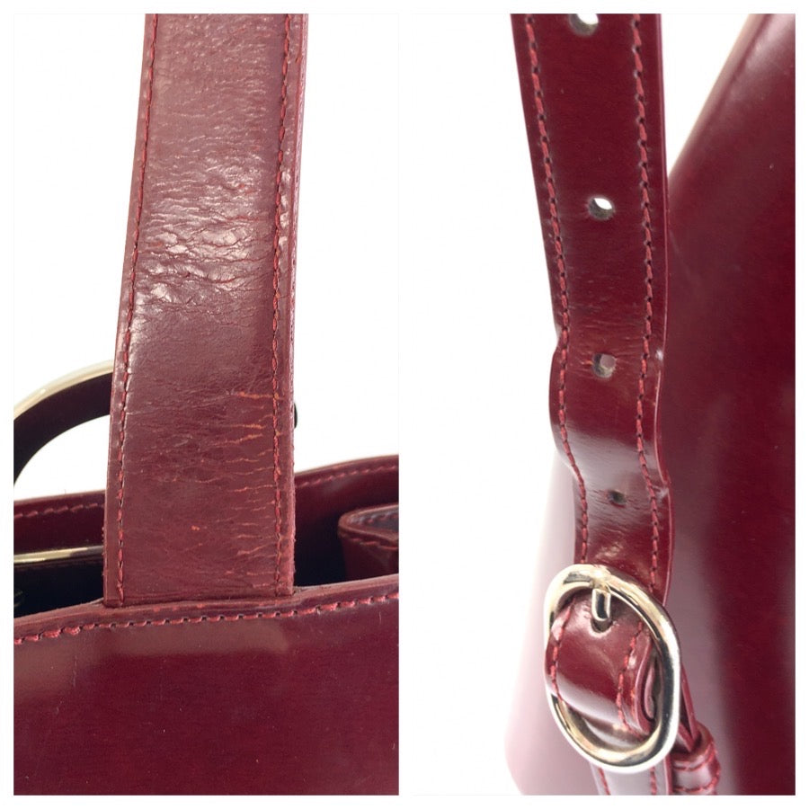 25706
CARTIER カルティエ パンテール ワインレッド ボルドー シルバー金具 レザー ショルダーバッグ レディース AB35