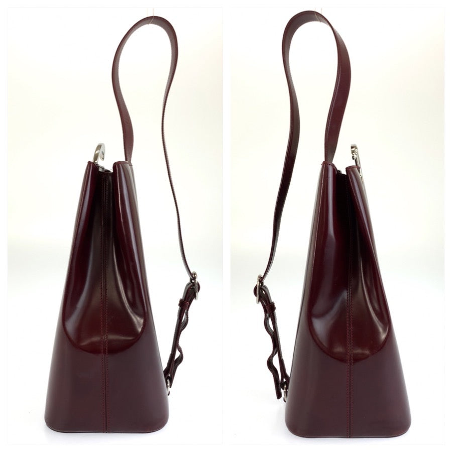 25706
CARTIER カルティエ パンテール ワインレッド ボルドー シルバー金具 レザー ショルダーバッグ レディース AB35