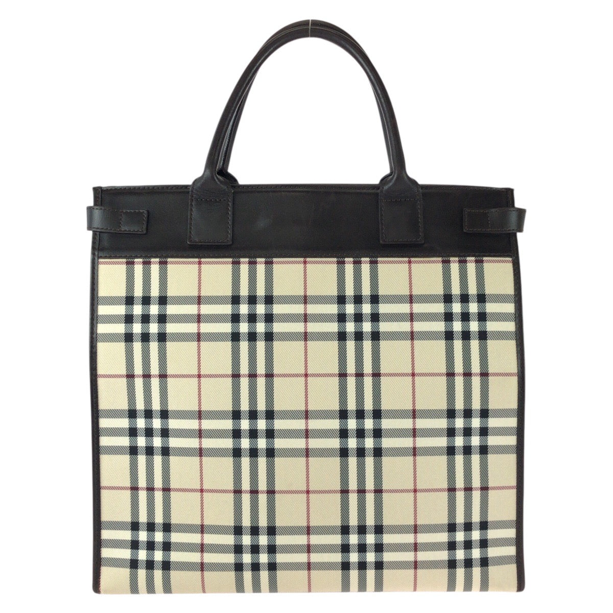 25708
BURBERRY バーバリー チェック柄 2way ベージュ ダークブラウン シルバー金具 キャンバス / レザー トートバッグ ショルダーバッグ レディース ABP35