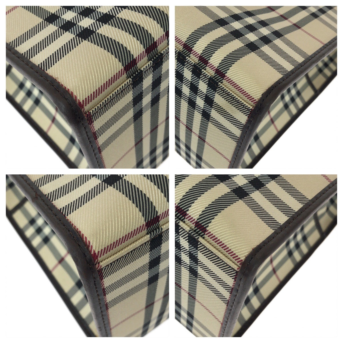 25708
BURBERRY バーバリー チェック柄 2way ベージュ ダークブラウン シルバー金具 キャンバス / レザー トートバッグ ショルダーバッグ レディース ABP35