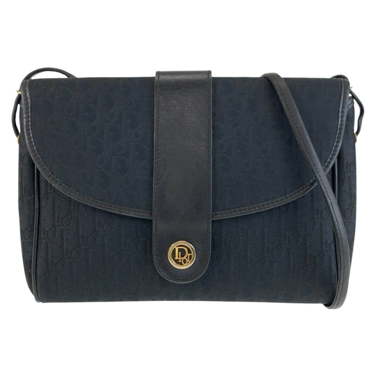 25710
Christian Dior クリスチャンディオール ヴィンテージ トロッター ブラック 黒 ゴールド金具 キャンバス / レザー ショルダーバッグ ポシェット レディース ABP35