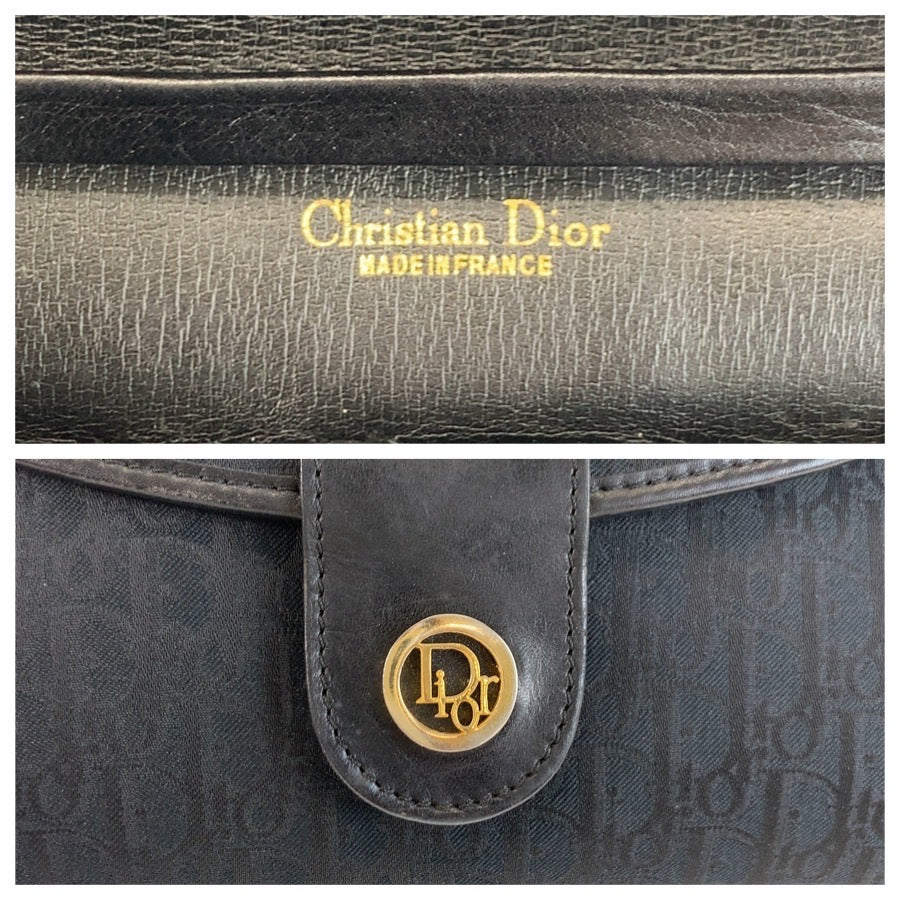 25710
Christian Dior クリスチャンディオール ヴィンテージ トロッター ブラック 黒 ゴールド金具 キャンバス / レザー ショルダーバッグ ポシェット レディース ABP35
