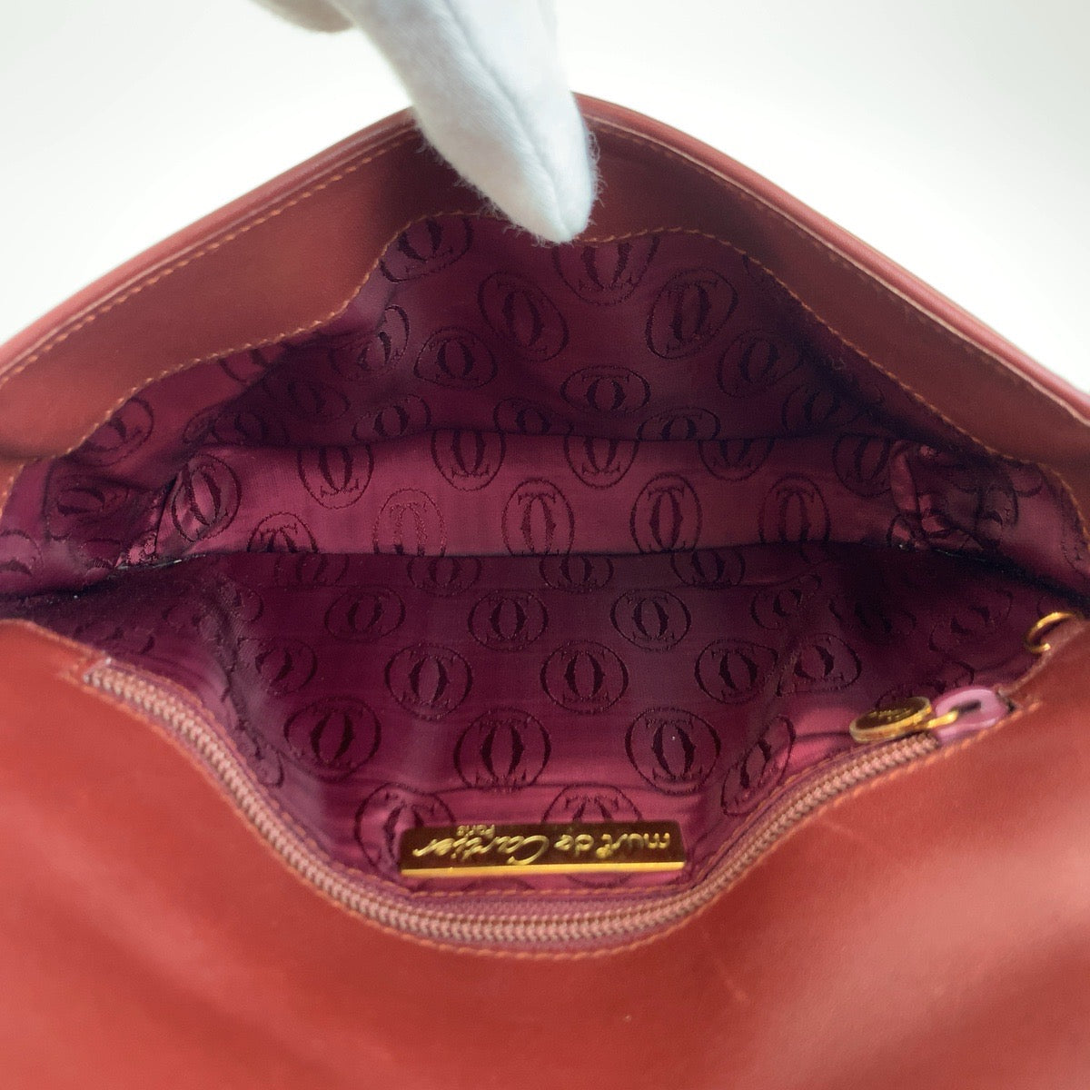 25712
CARTIER カルティエ マストライン ボルドー ゴールド金具 レザー ショルダーバッグ ポシェット レディース ABP30