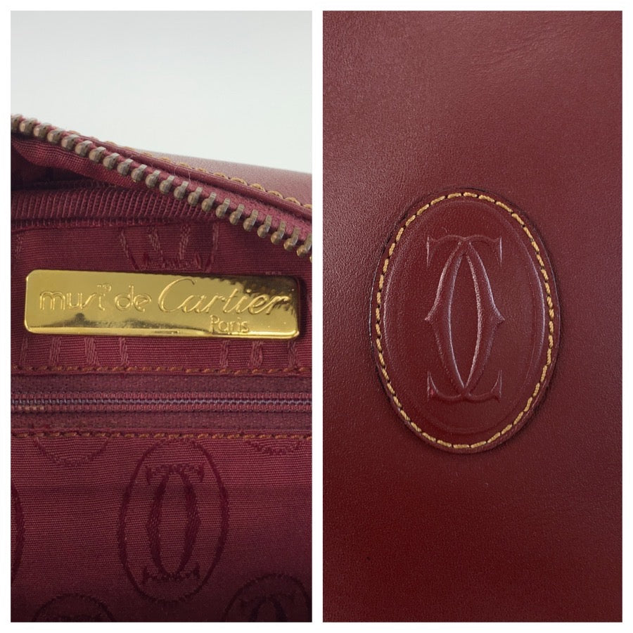 25713
CARTIER カルティエ マストライン ボルドー ゴールド金具 レザー ショルダーバッグ ポシェット レディース ABP35