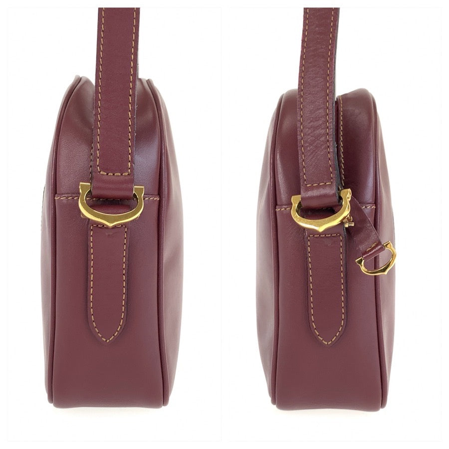 25713
CARTIER カルティエ マストライン ボルドー ゴールド金具 レザー ショルダーバッグ ポシェット レディース ABP35