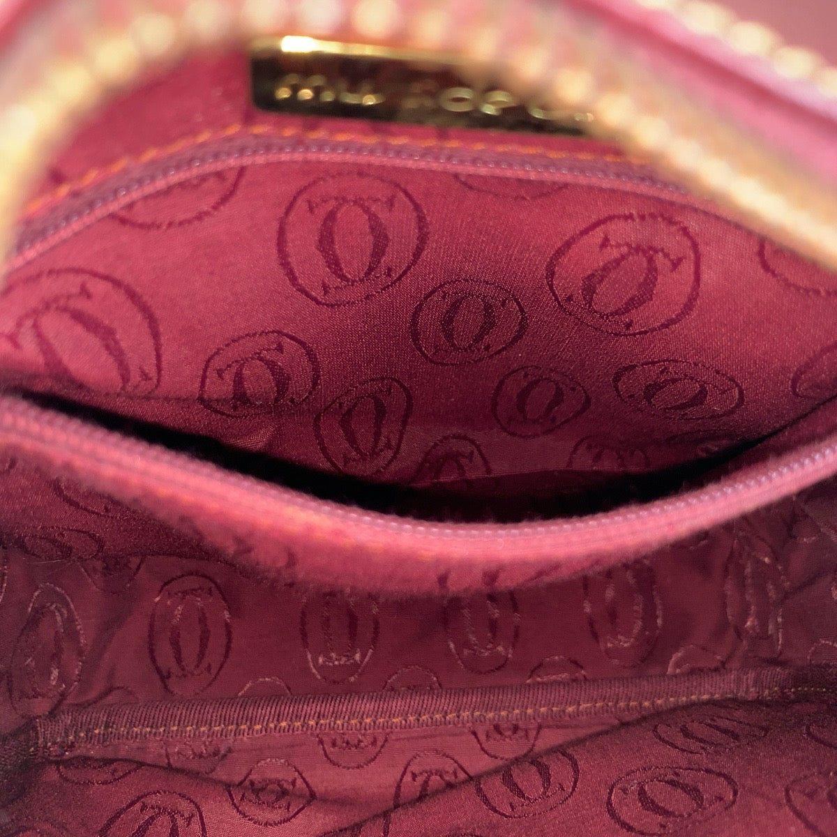 25713
CARTIER カルティエ マストライン ボルドー ゴールド金具 レザー ショルダーバッグ ポシェット レディース ABP35