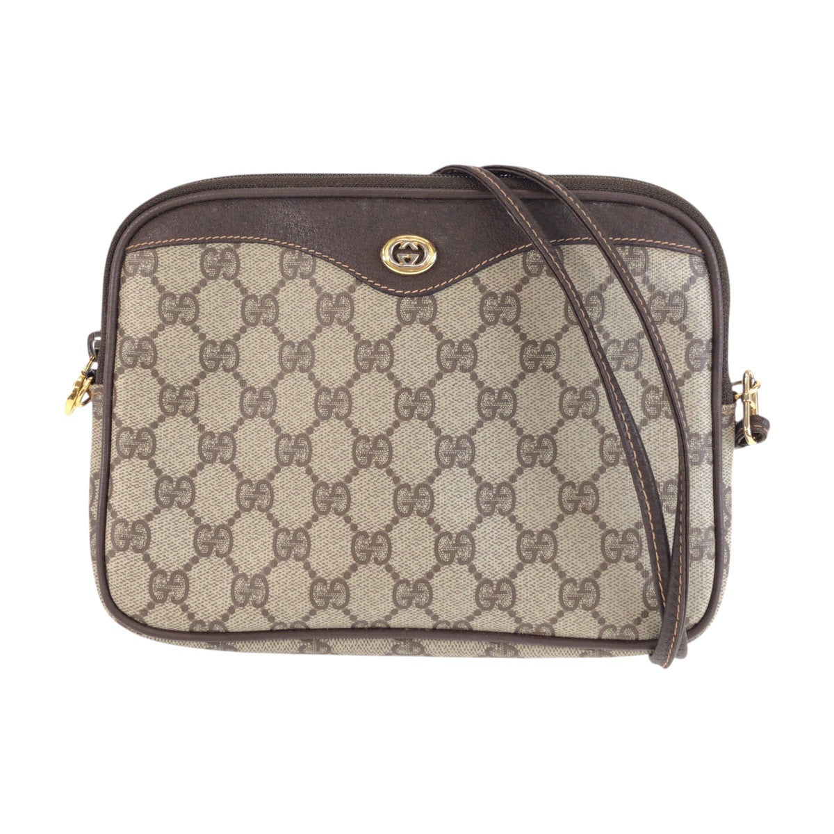 25714
GUCCI グッチ ヴィンテージ オールドグッチ ベージュ ブラウン ゴールド金具 GGスプリームキャンバス / レザー 97 02 068 ショルダーバッグ ポシェット レディース ABP28