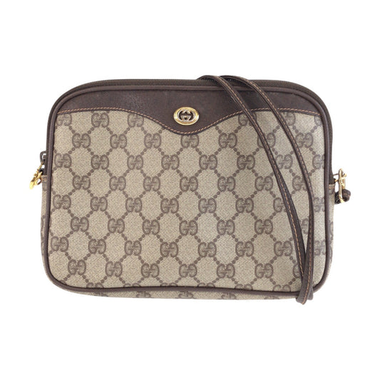 25714
GUCCI グッチ ヴィンテージ オールドグッチ ベージュ ブラウン ゴールド金具 GGスプリームキャンバス / レザー 97 02 068 ショルダーバッグ ポシェット レディース ABP28
